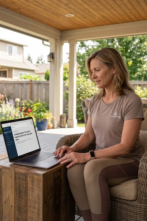 Client on a porch before a coaching session